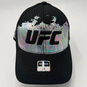 Reebok UFC Womens Trucker Hat Black Iridescent Holographic Snapback Cap NEW